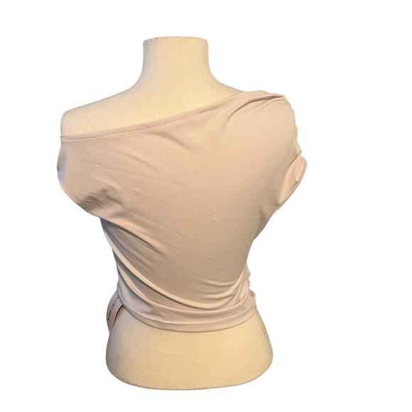 Shein Asymmetrical Neck Off Shoulder Beige Top Size Large NWT - Picture 3 of 4
